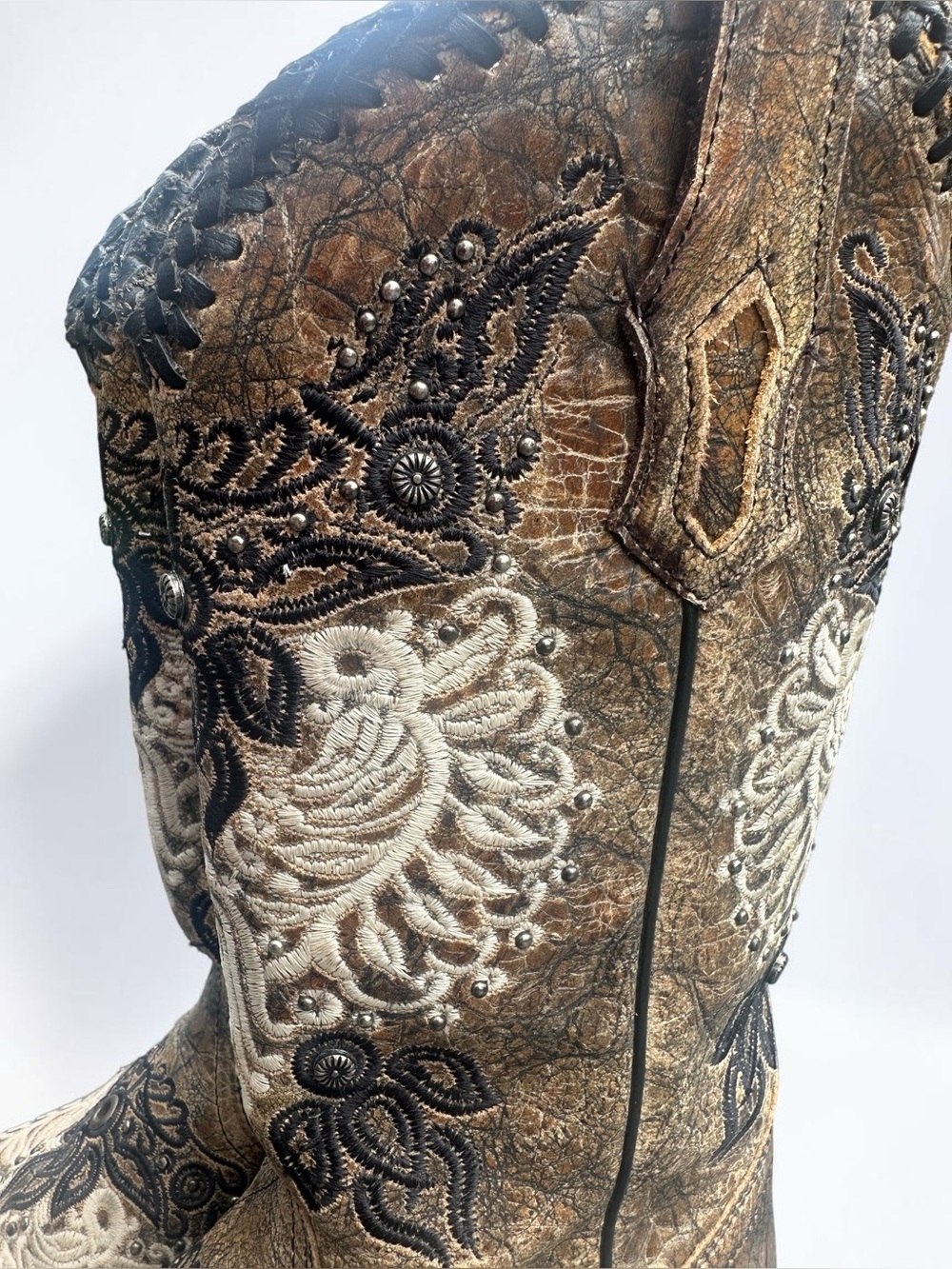 Corral Vintage Distressed Embroidered Leather Cowboy Boots Women’s 7M Western - Picture 7 of 12